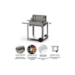 Barbecue Charbon Mendy Inox Marin + Chariot Inox + Tournebroche - Le Marquier -Barbecue Promotion Boutique mendy inox sur chariot le marquier 3339380167155 4