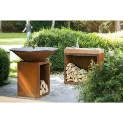 Billot Corten Et Bois De Teck 90 Cm - Ofyr 6 Billot Corten Et Bois De Teck 90 Cm - Ofyr -Barbecue Promotion Boutique ofyr billot range bois 90 cm 7430440799784 2