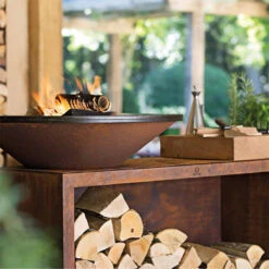 Brasero Plancha OFYR Island 100 En Corten + Plan De Travail Teck -Barbecue Promotion Boutique ofyr island 100 brasero plancha 7430440898821 8